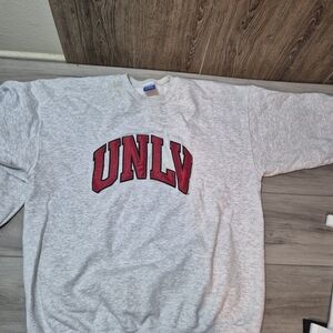 Champion Gray Crewneck Sweater with Red Logo